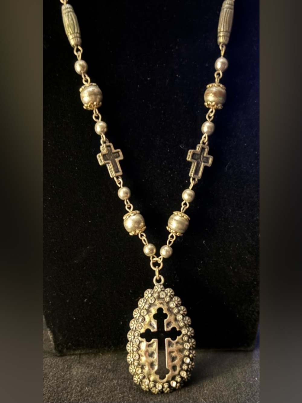 Shyanne Western Gothic Antique Silver-Tone Cross Statement & Earrings